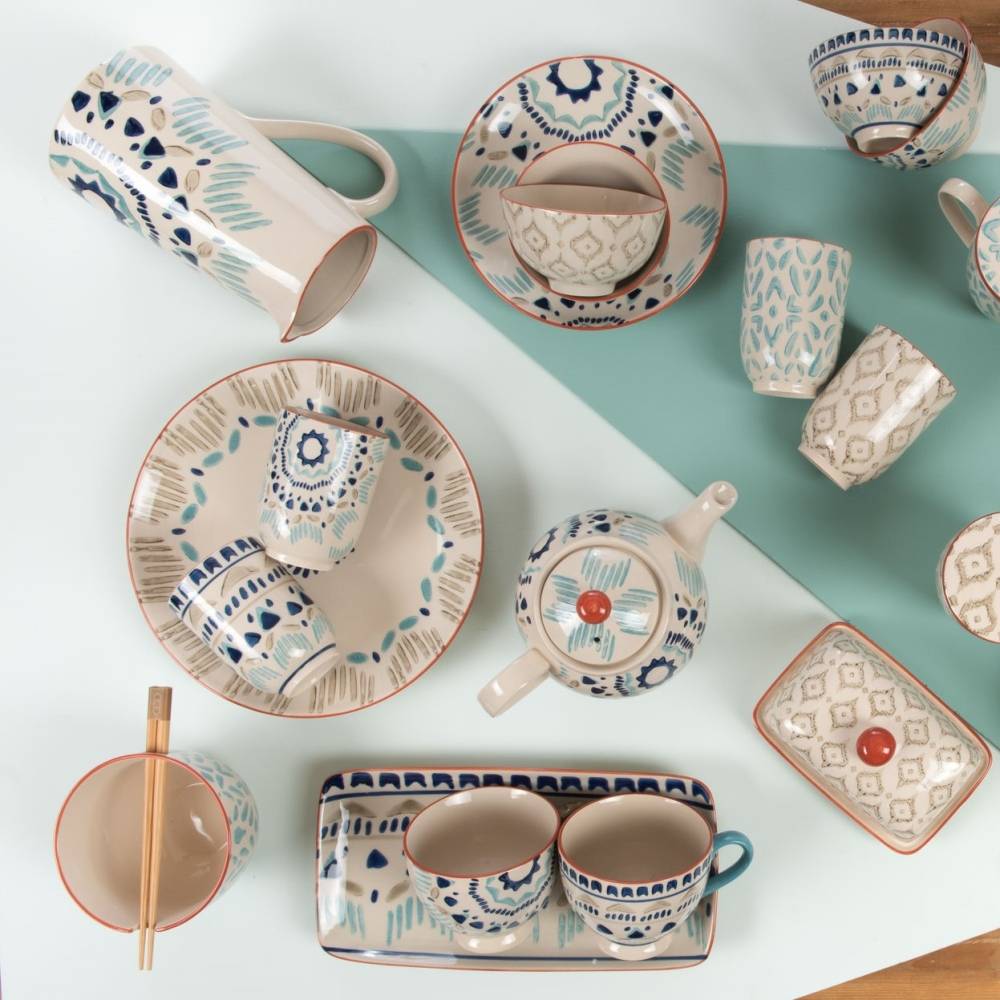 Assiette creuse en grès bleu Ø19 cm lot de 6 - Amadeus - Image 3