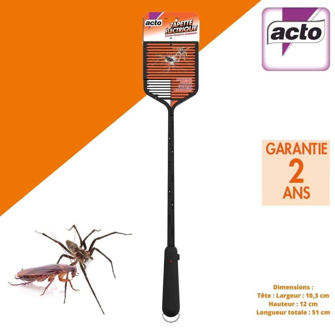 Tapette électrique anti-insectes aluminium noir L.10.5 cm l.3 cm H.19 cm - Acto - Image 1
