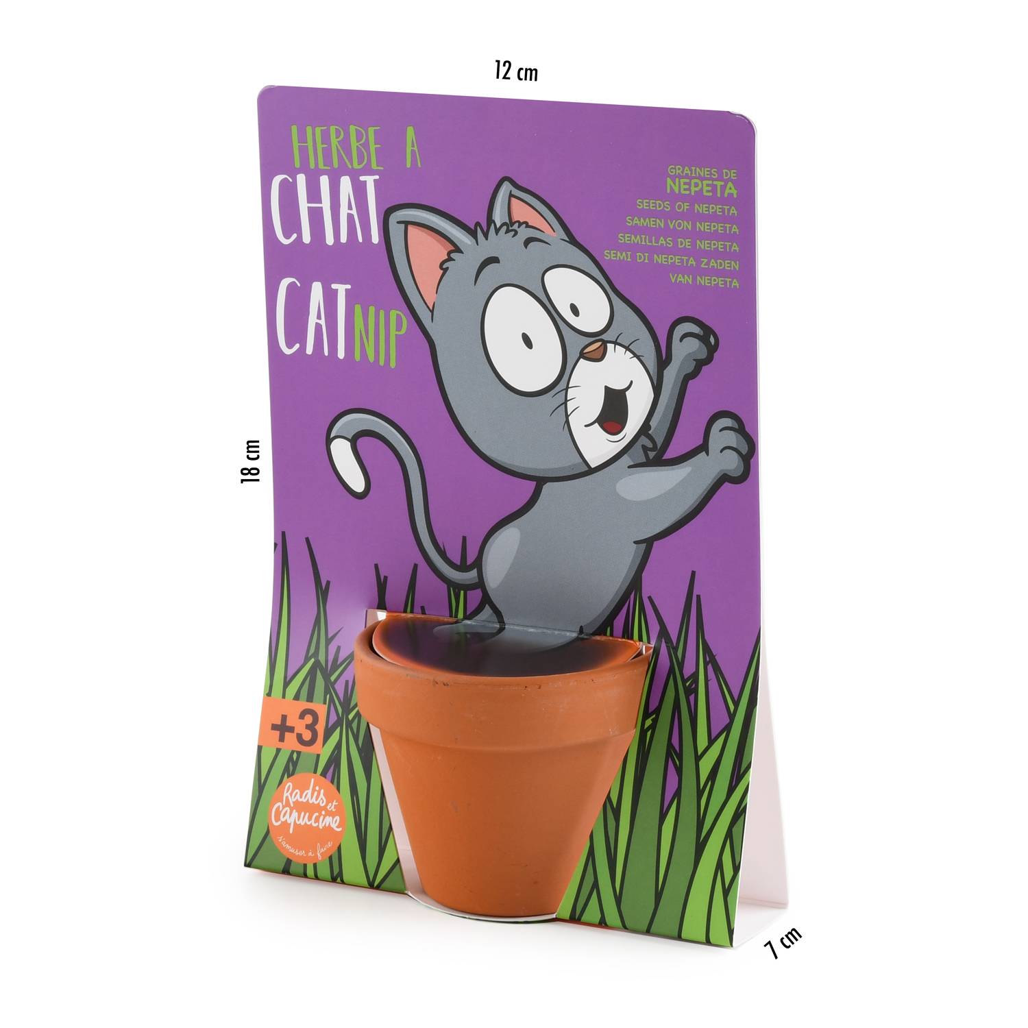 Radis et Capucine - Kit de jardinage herbe à chat carte avec pot - Radis et capucine - Image 1