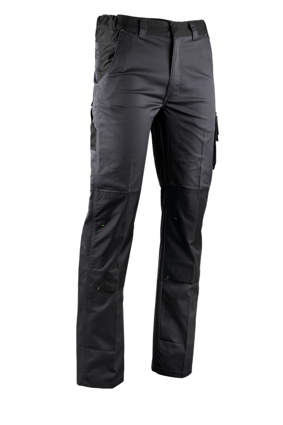 Pantalon bicolore stretch gris sombre/noir avec poches genouillères - Lma