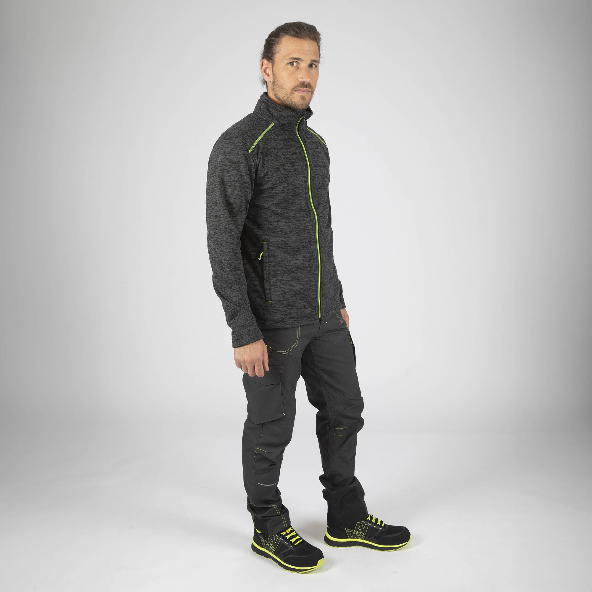 Nineworths - Gilet de travail Lenny gris chine/jaune fluo taille L - Nine Worths - Image 8