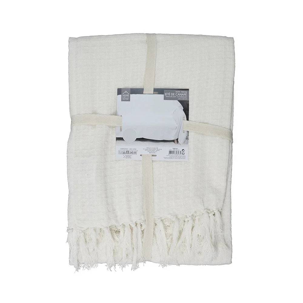 Jeté de canapé coton ivoire 170 x 250 cm THE HOME DECO FACTORY - Image 9