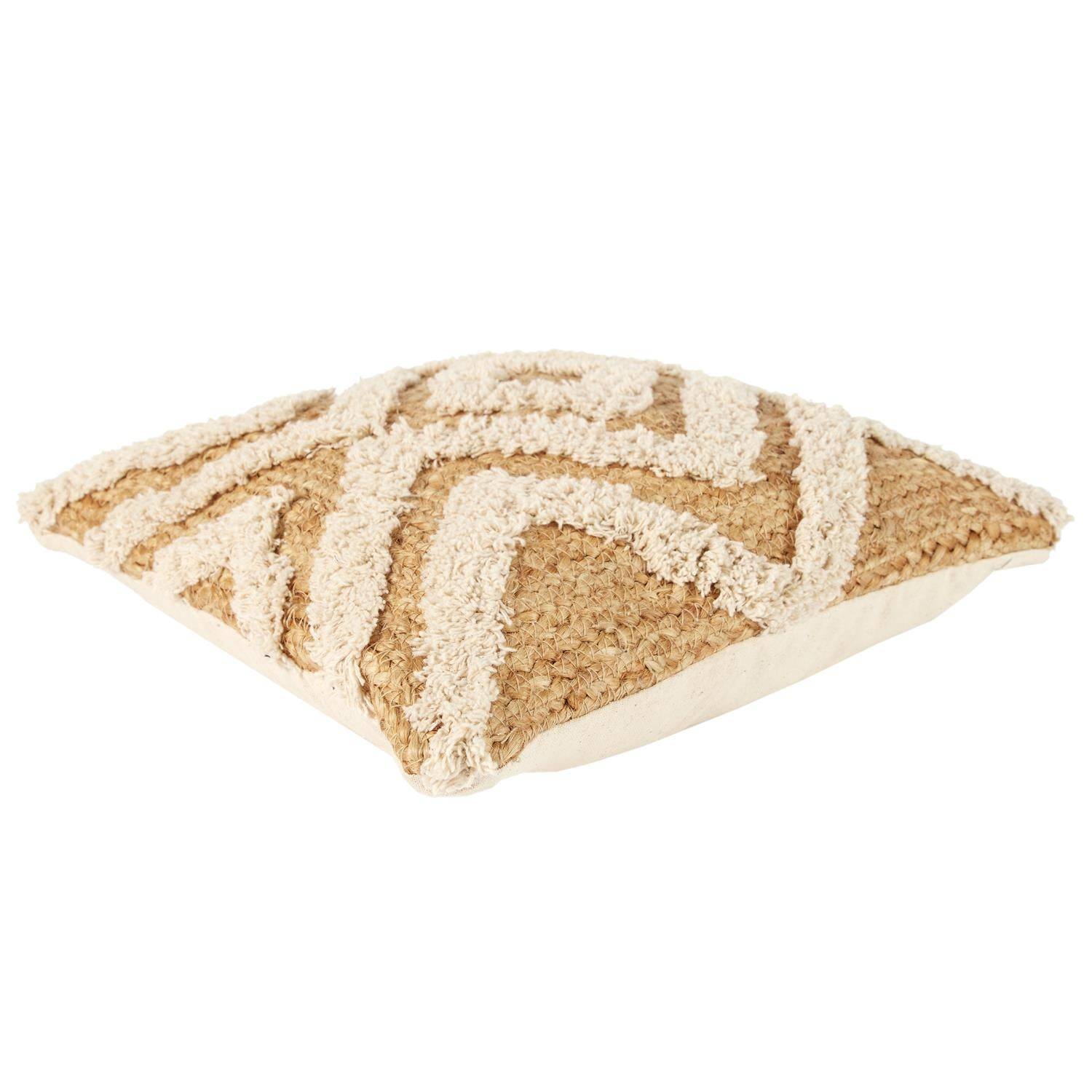 Paris Prix - Coussin Déco en Jute Tufté 40x40 cm Beige Naturel - PARIS PRIX - Image 4