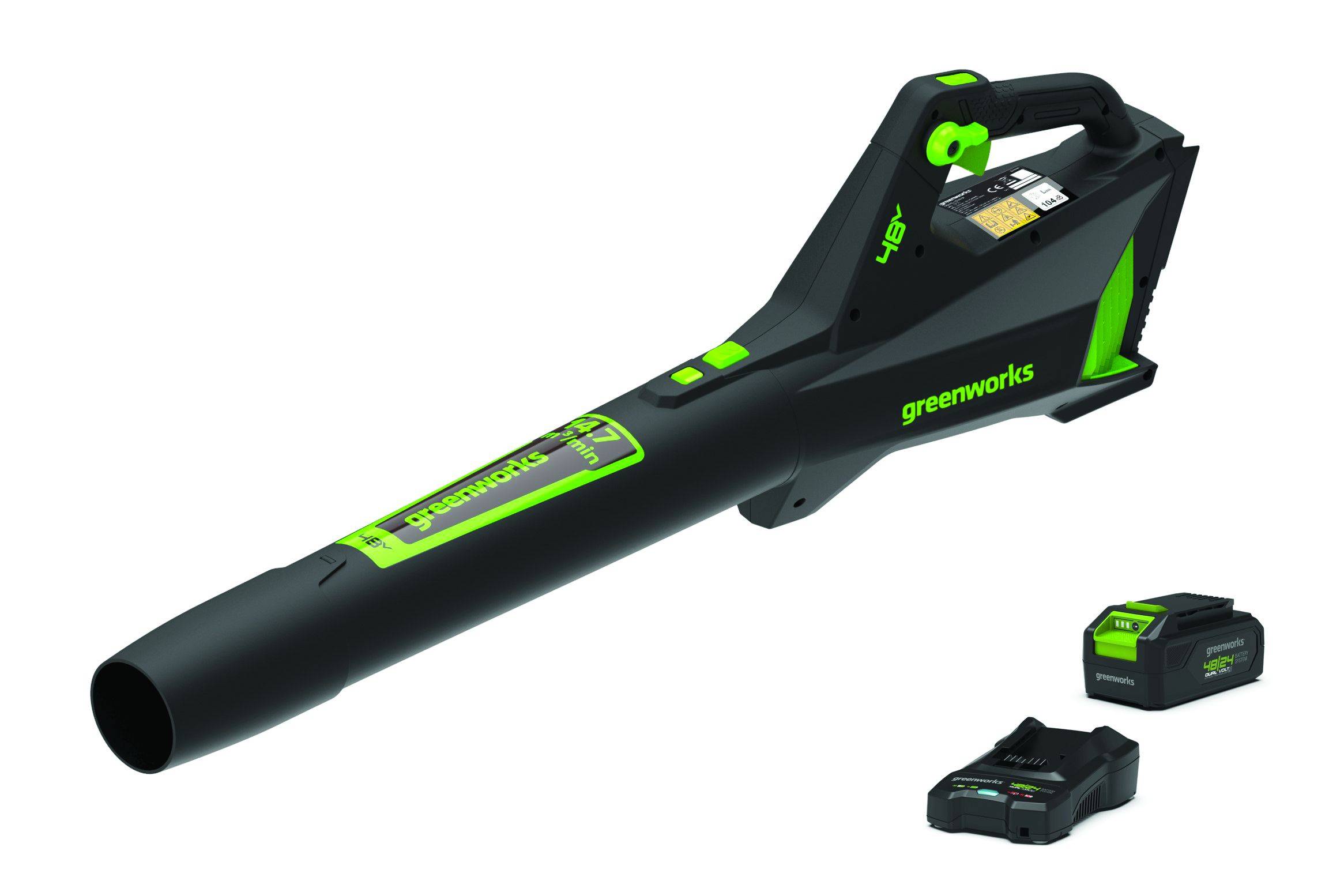 Greenworks - Souffleur 48V BRUSHLESS + 1 batterie 2Ah 48V + 1 Chargeur 48 V - GREENWORKS