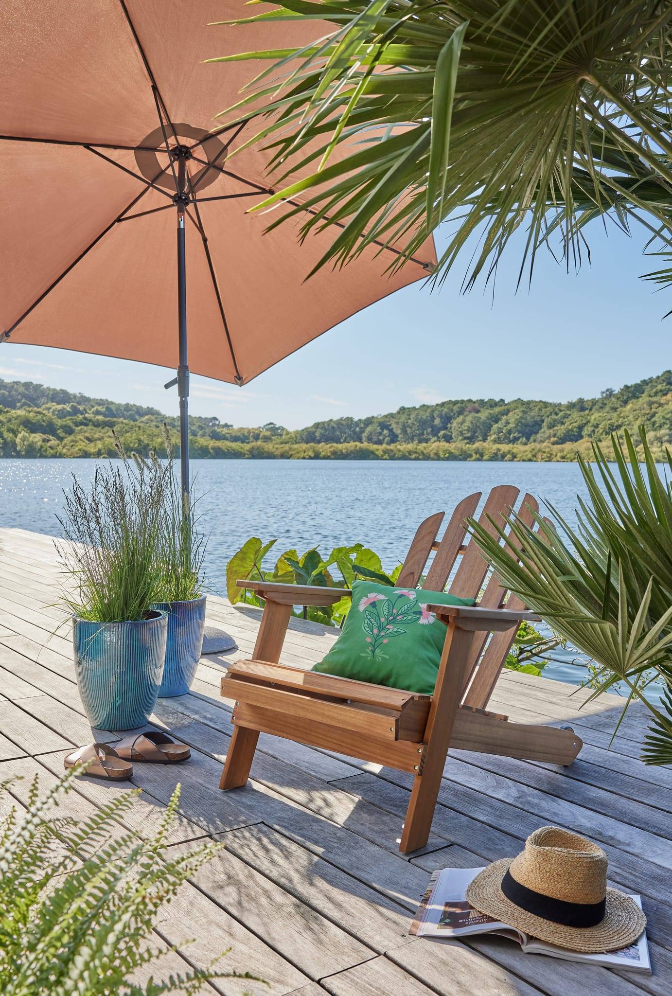 Ecloz - Parasol droit inclinable rond taupe Ø3m 210g/m² Evan ECLOZ - Image 3