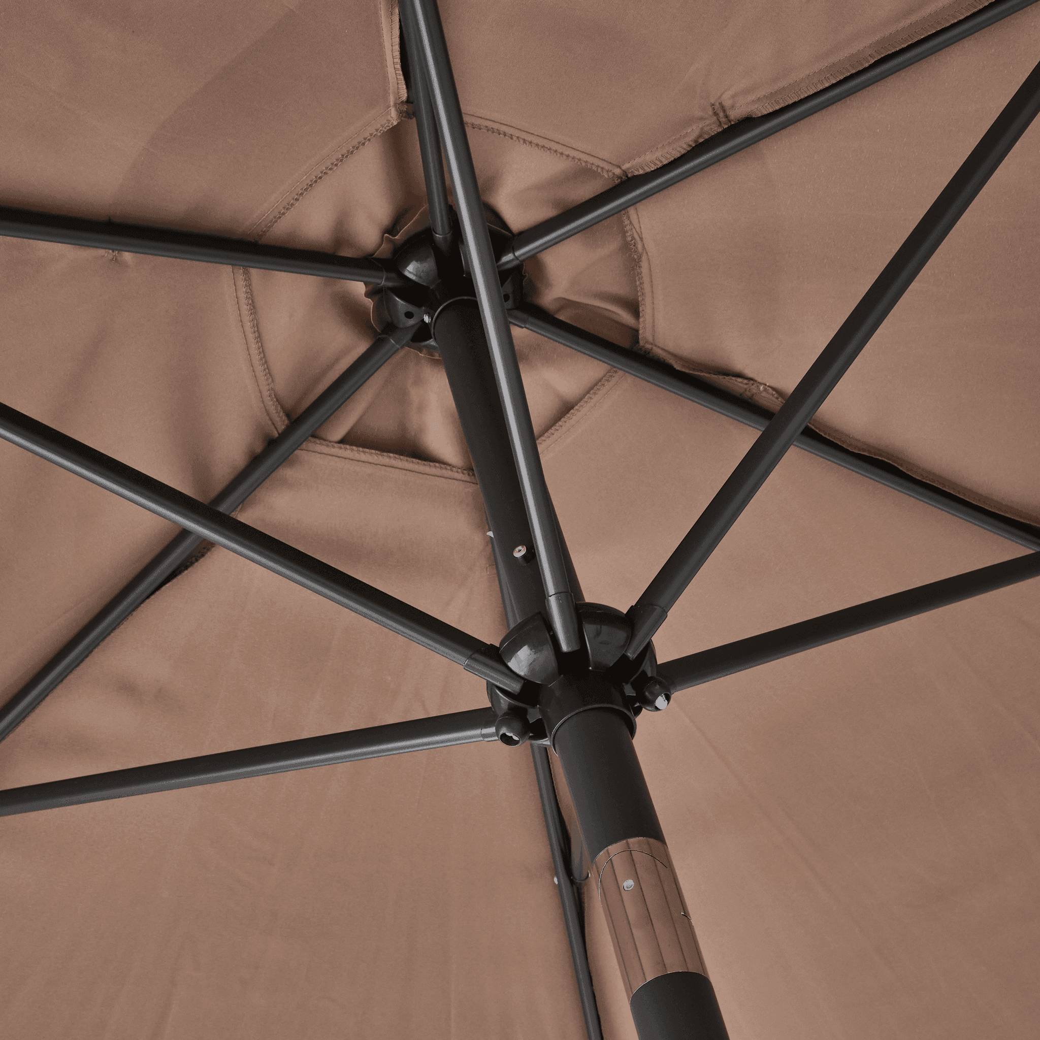 Ecloz - Parasol droit inclinable rond taupe Ø3m 210g/m² Evan ECLOZ - Image 4