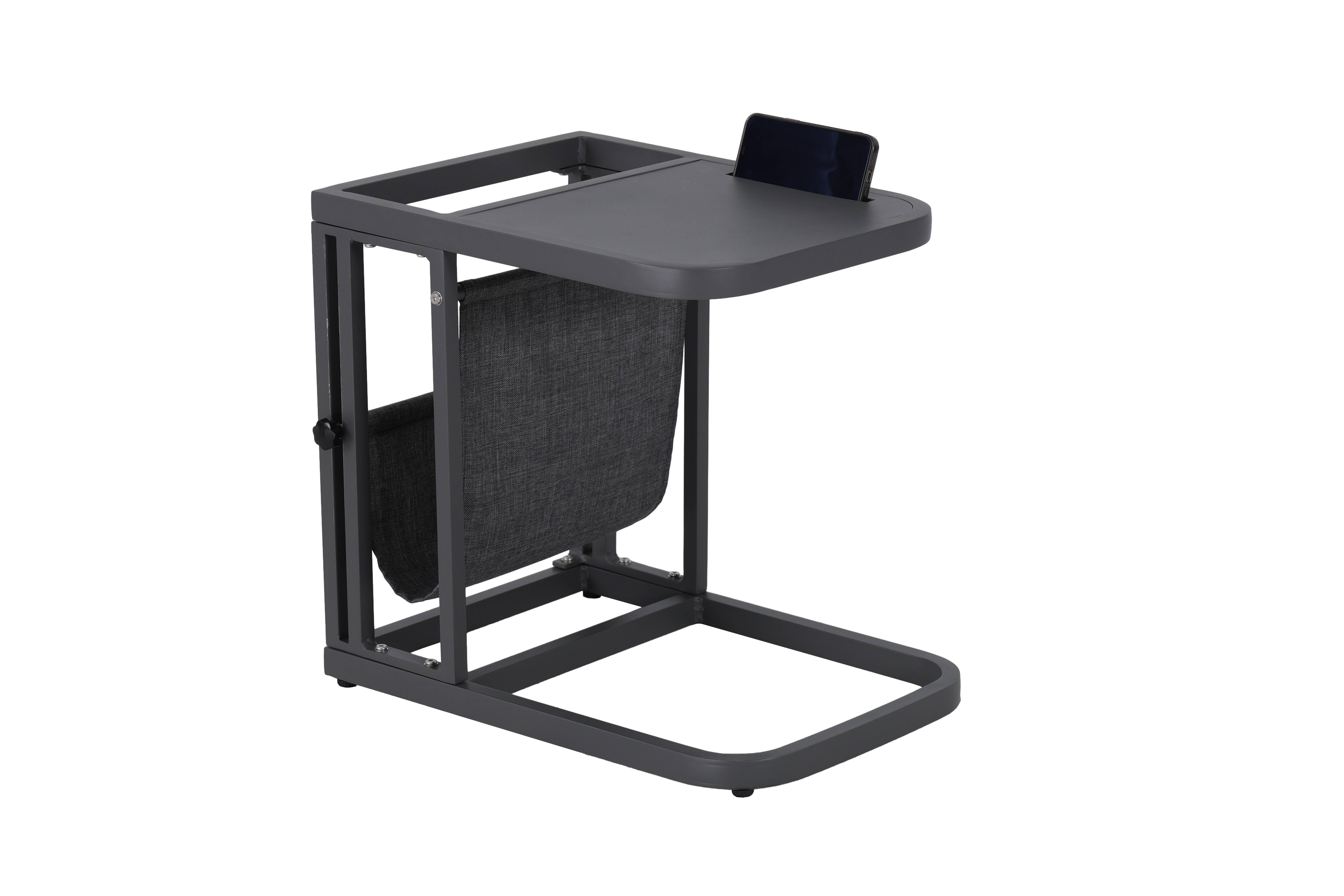 Ecloz - Table d'appoint d'extérieur avec porte-revue alu polyester anthracite Esra ECLOZ
