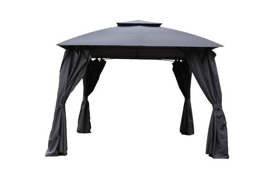 Ecloz - Tonnelle 3x3m avec rideaux acier polyester anthracite ECLOZ - Image 2