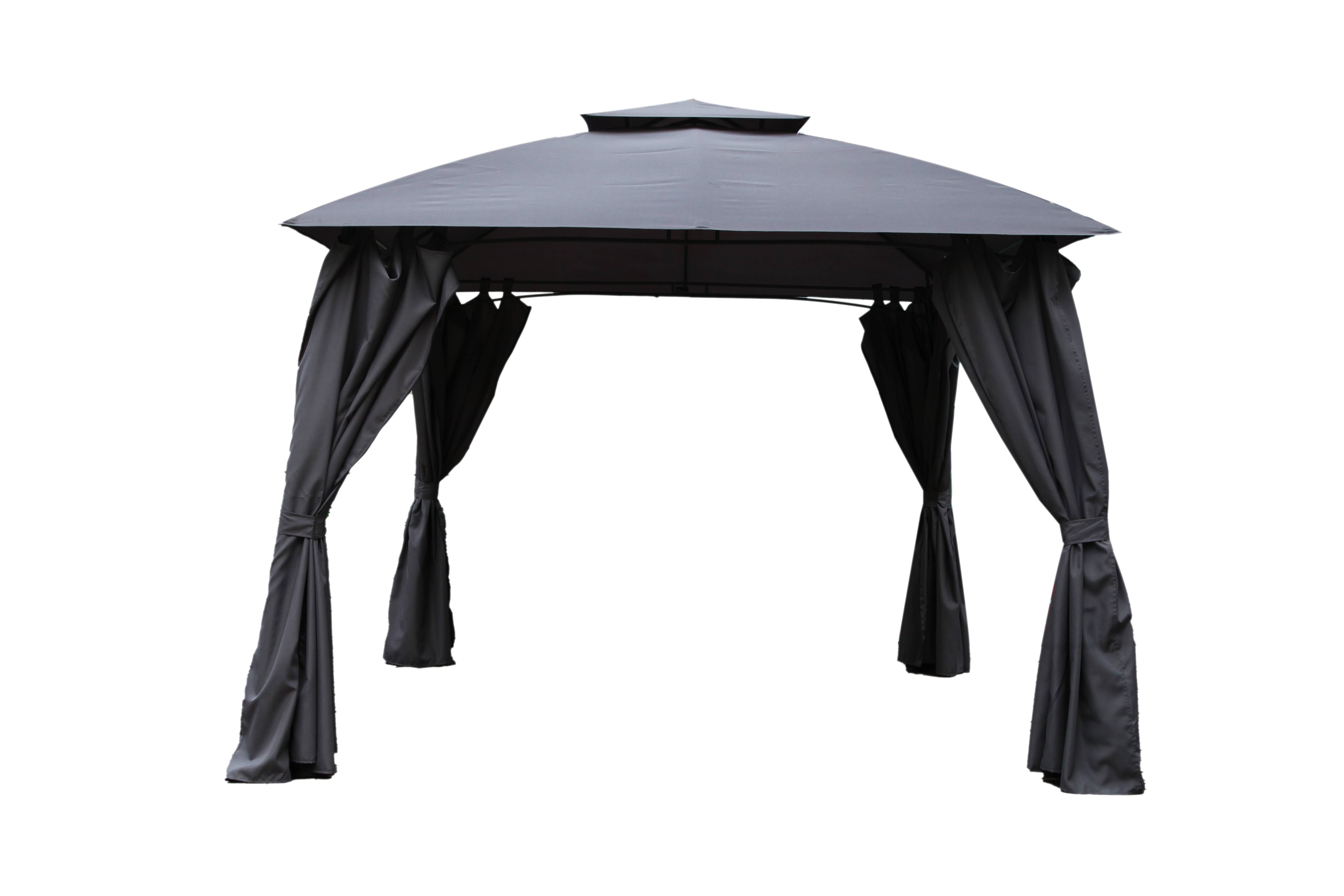 Ecloz - Tonnelle 3x3m avec rideaux acier polyester anthracite ECLOZ - Image 2