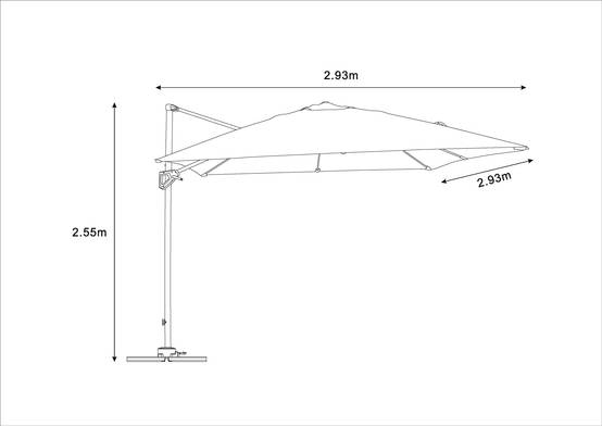 Ecloz - Parasol déporté inclinable carré gris 3x3m 250g/m² Eloi - ECLOZ - Image 2