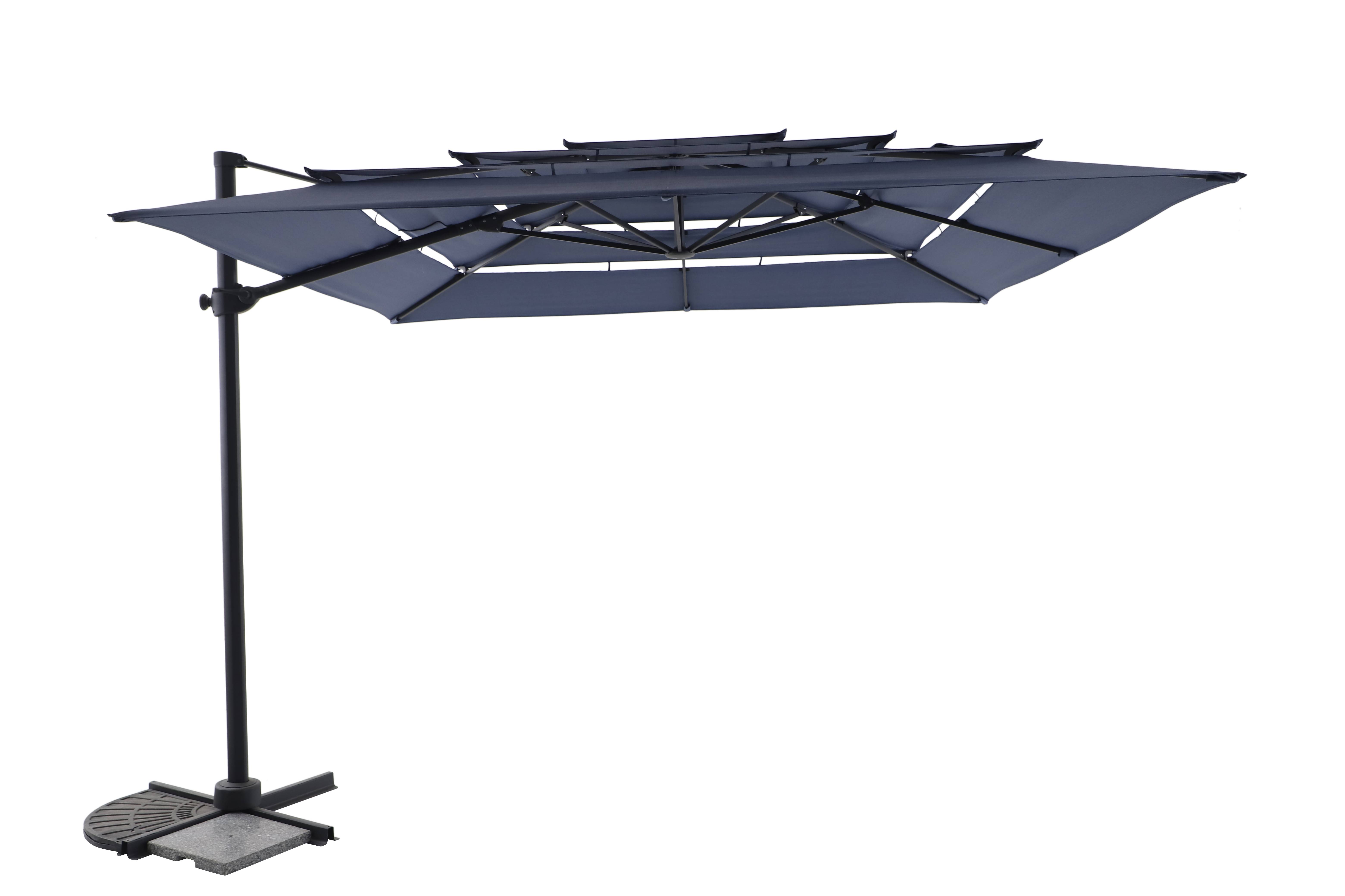 Ecloz - Parasol déporté grand vent carré bleu 3x3m 220g/m² Eole ECLOZ