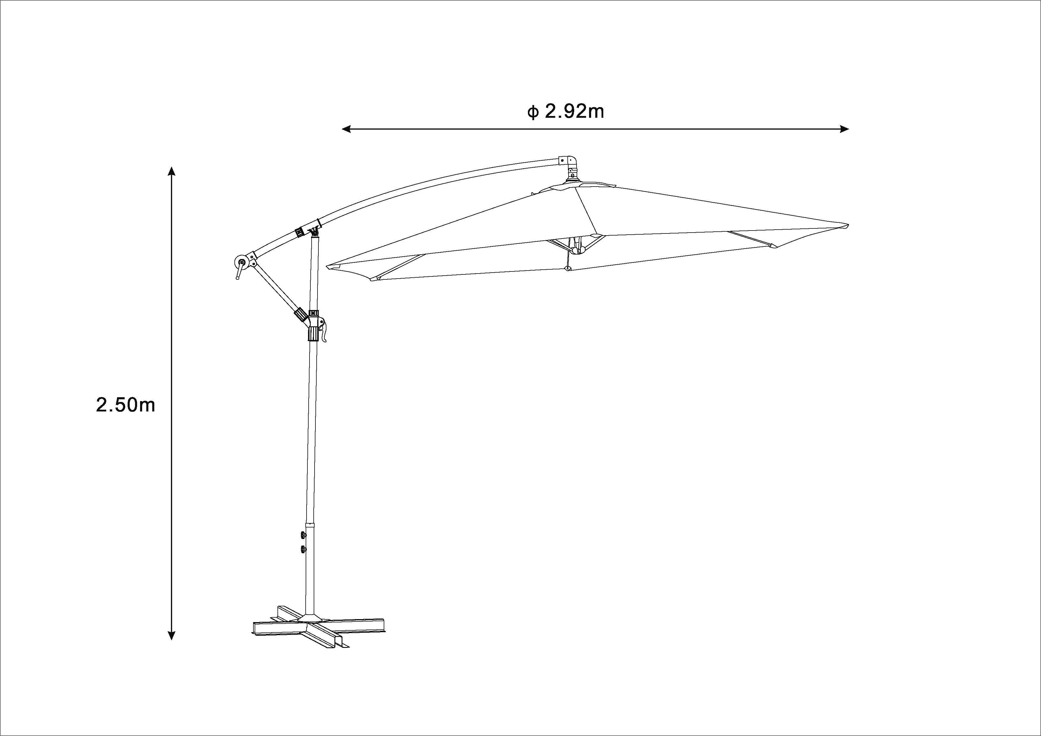 Ecloz - Parasol déporté inclinable taupe rond Ø3m 210g/m² Eros ECLOZ - Image 2