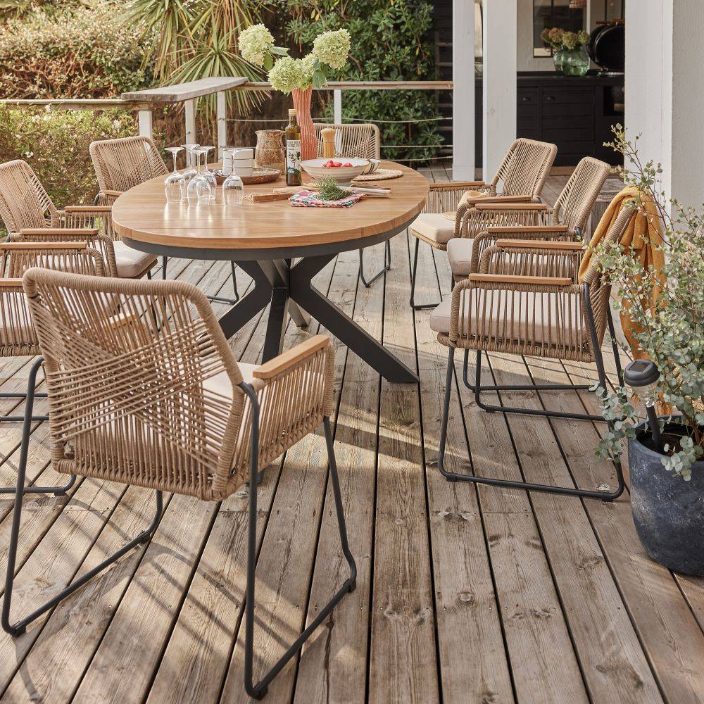 Ecloz - Salon de jardin aluminium nature 8 personnes Edna ECLOZ