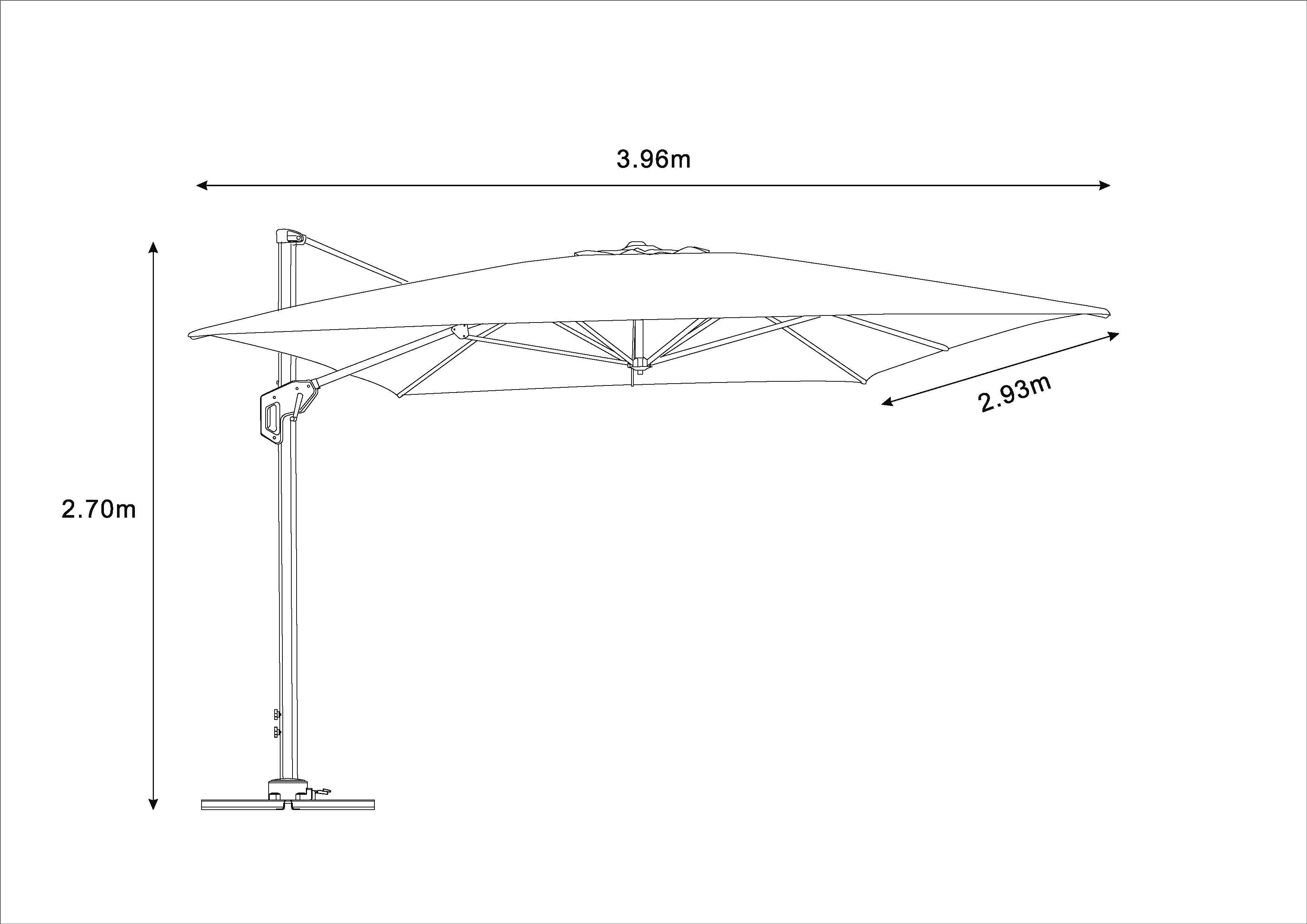 Ecloz - Parasol déport inclinable rectangle bleu 3x4m 210g/m² Ezio ECLOZ - Image 2