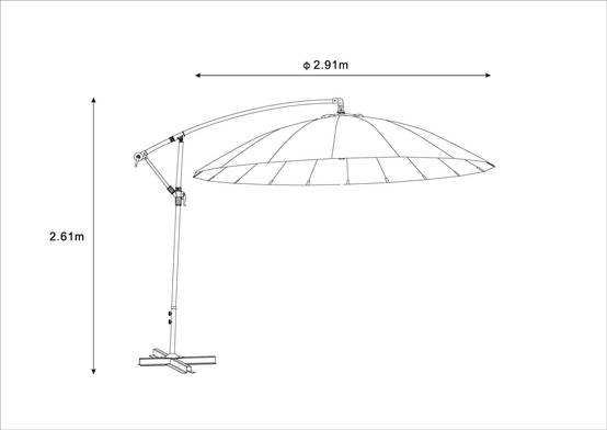 Ecloz - Parasol déporté pagode inclinable rond bleu Ø3m 210g/m² Efe ECLOZ - Image 2