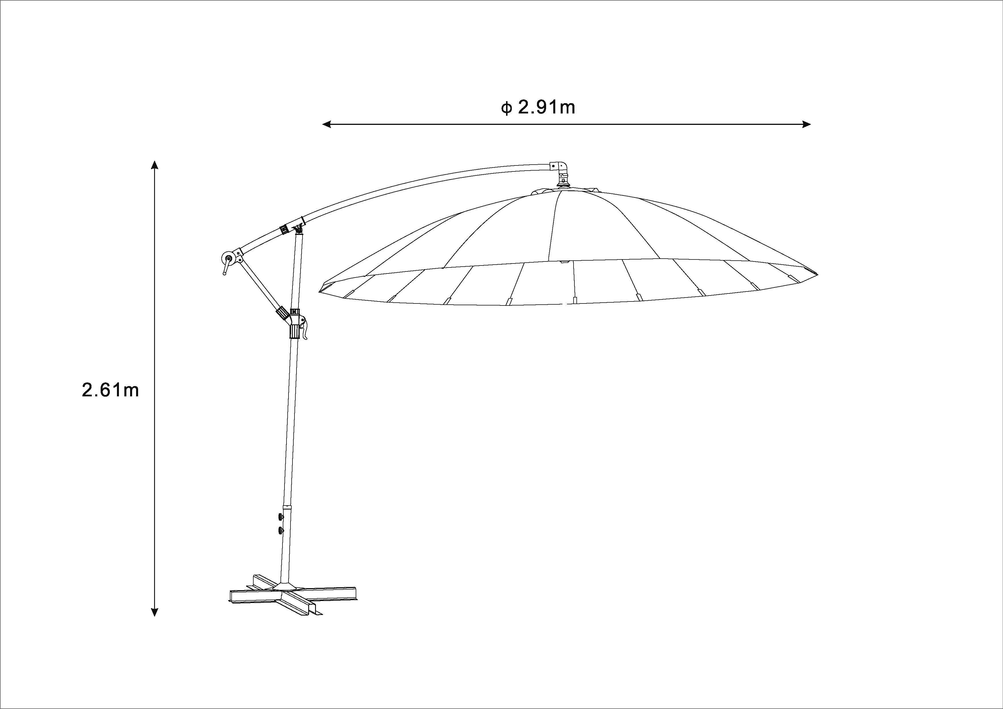 Ecloz - Parasol déporté pagode inclinable rond bleu Ø3m 210g/m² Efe ECLOZ - Image 2