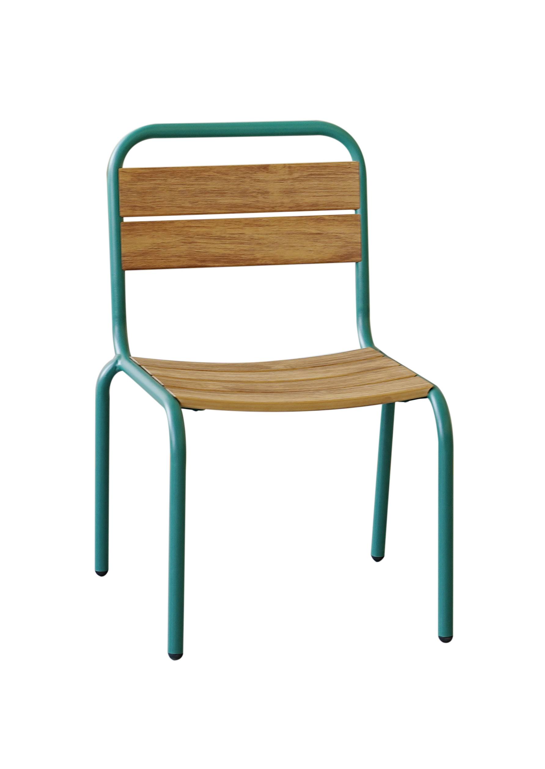 Ecloz - Chaise de jardin acier bois vert Elion ECLOZ