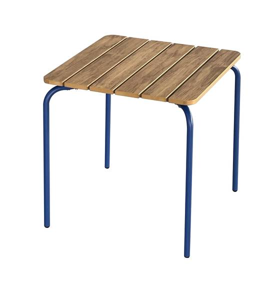 Ecloz - Table basse de jardin carrée acier bois bleu Elion ECLOZ