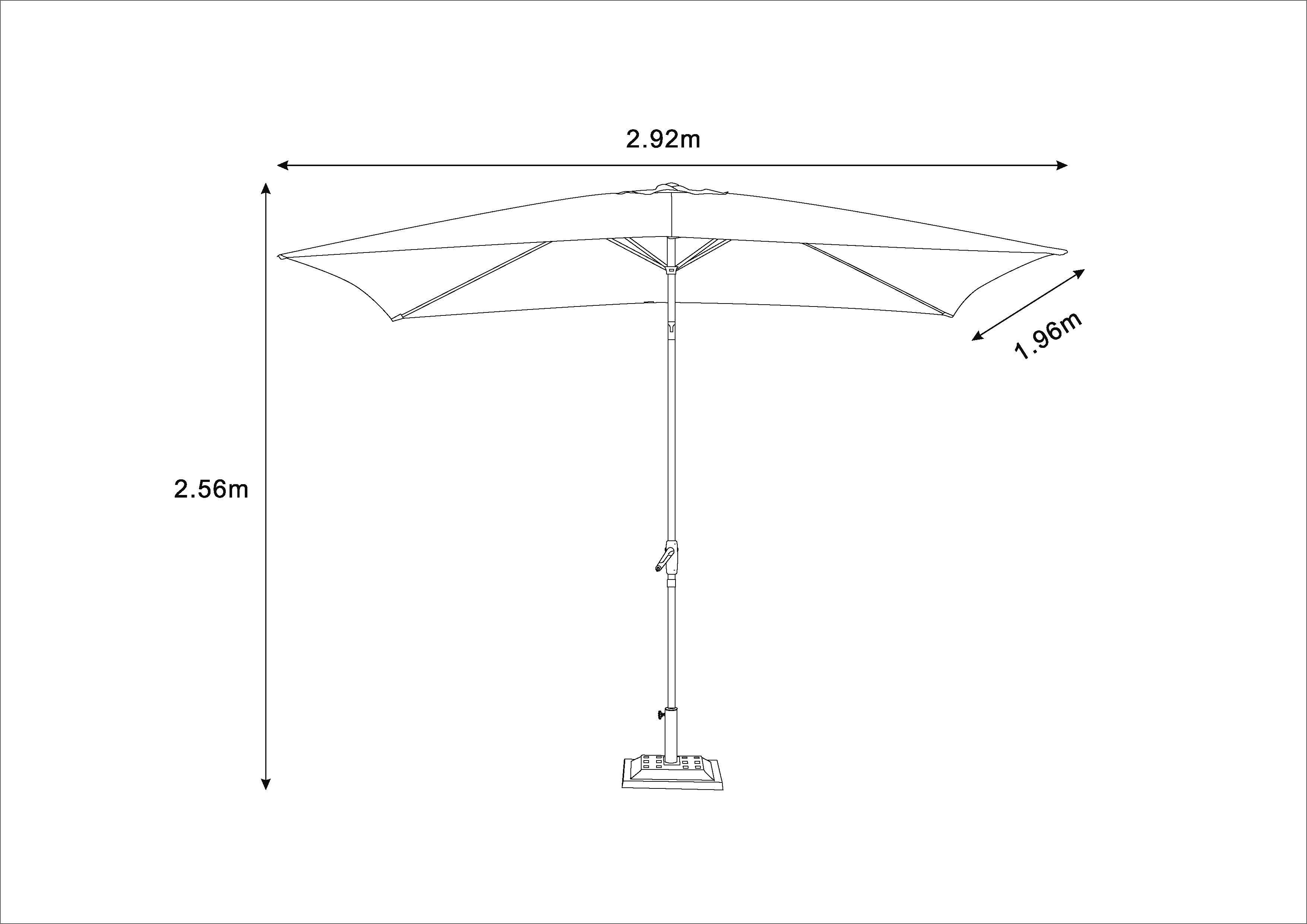 Ecloz - Parasol droit inclinable rectangle bleu 3x2m 210g/m² Ewen ECLOZ - Image 2