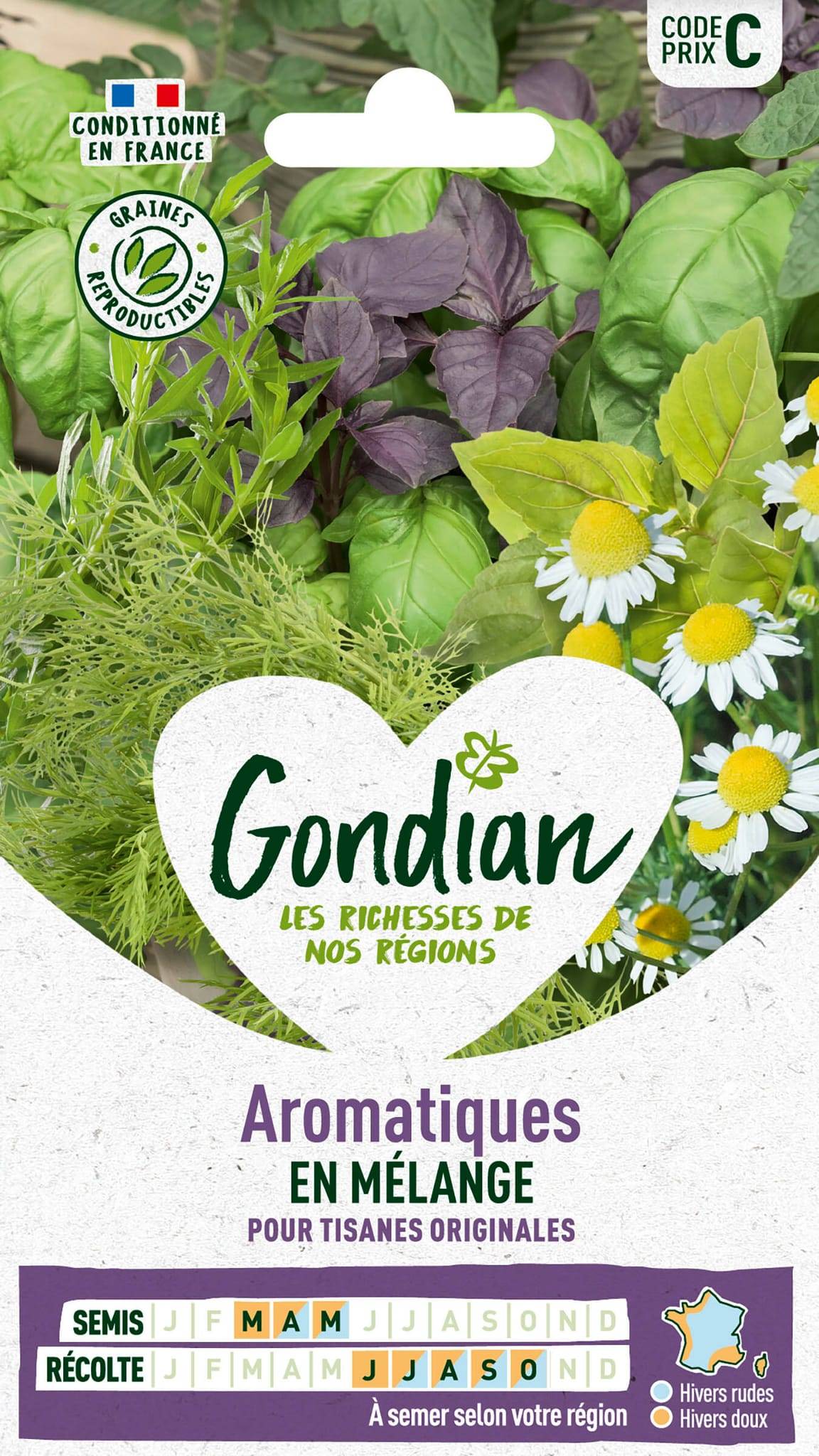 Sachet de graines d'aromatiques en mélange - Série C - 1,8 g - GONDIAN