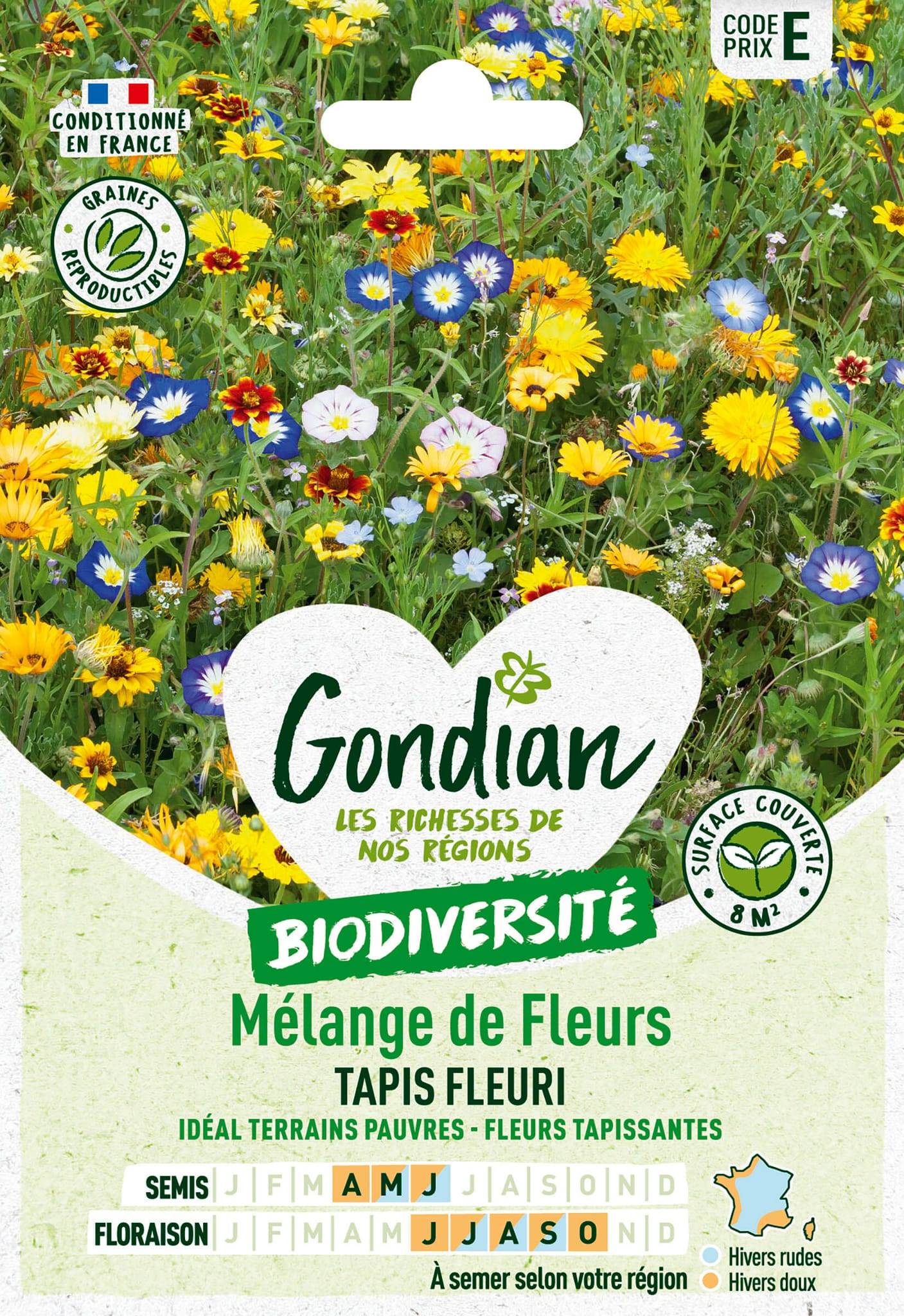 Mélange de fleurs tapis fleuri série e sachet graines 16 g - Gondian