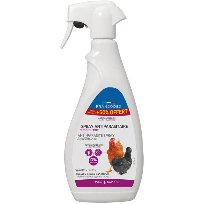 Spray antiparasitaire diméthicone pour volailles 750 ml - Francodex