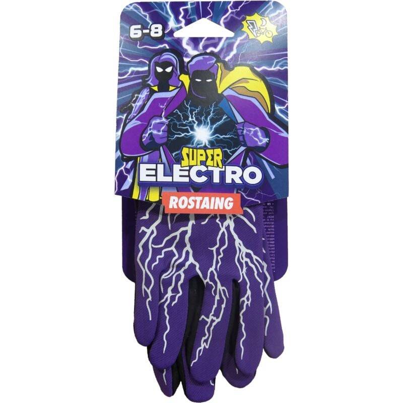 Gants enfant phosphorescents violet polyester S modèle SUPERELECTRO - Rostaing - Image 3