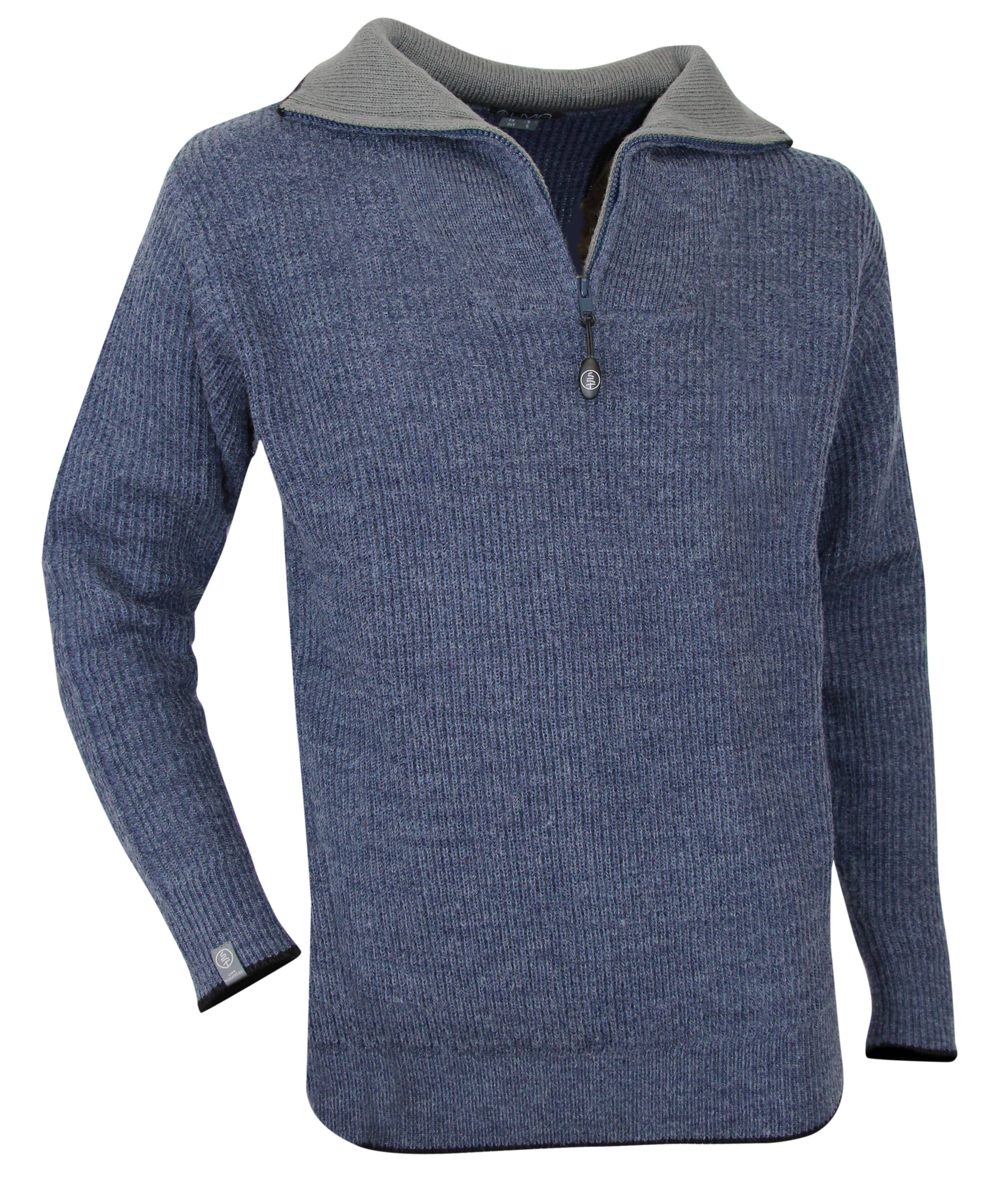 NONAME - CACAO Pull col camionneur BLEU NUIT - Côtes Anglaise - 70% Acrylique 30% laine peignée