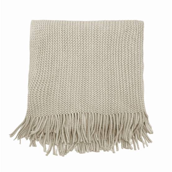 Ecloz - Plaid beige à franges - ECLOZ