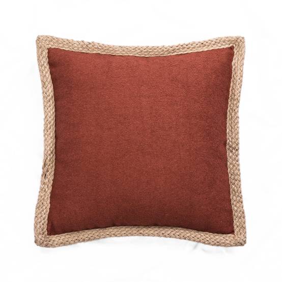 Ecloz - Coussin terracotta contour en jute - ECLOZ