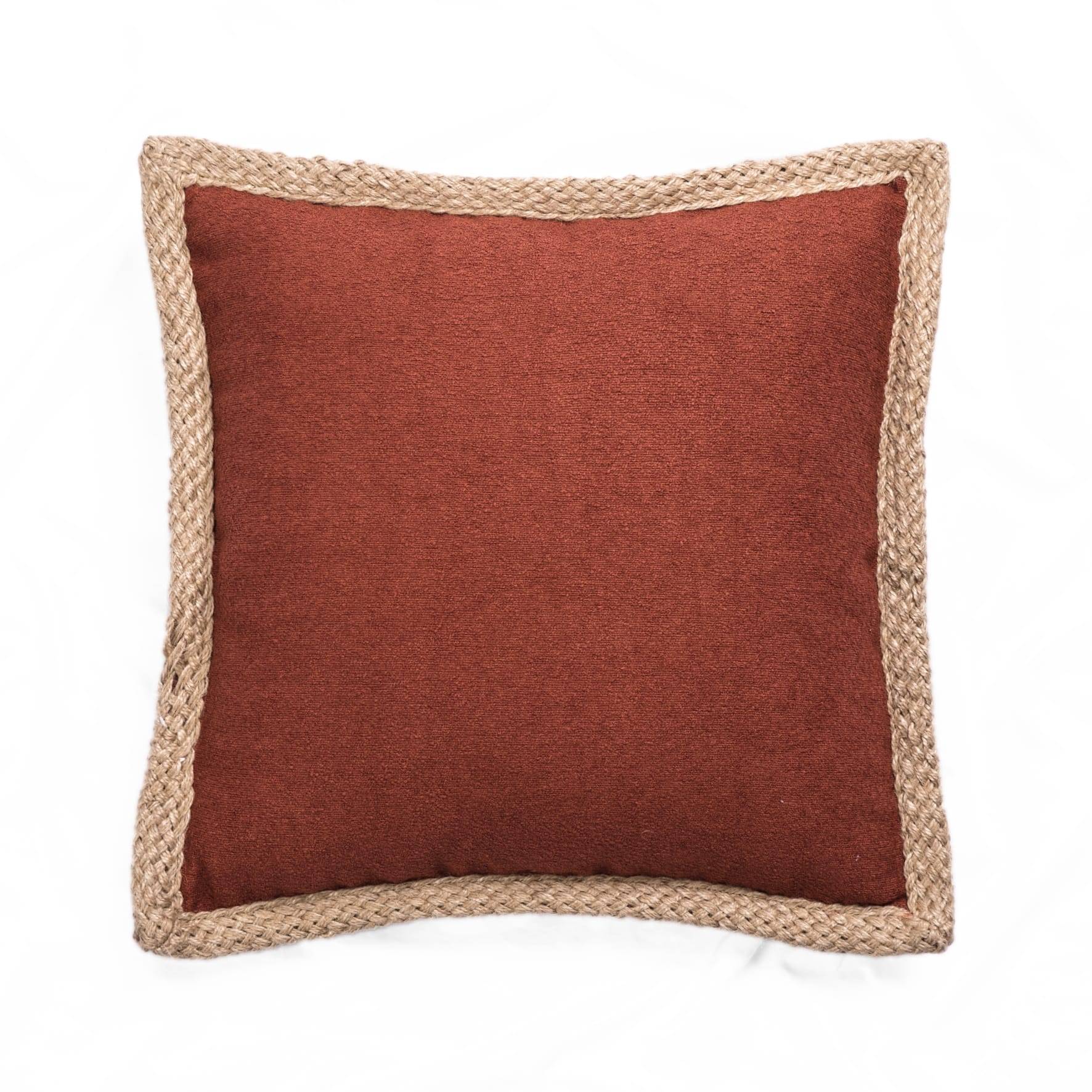 Ecloz - Coussin terracotta contour en jute - ECLOZ