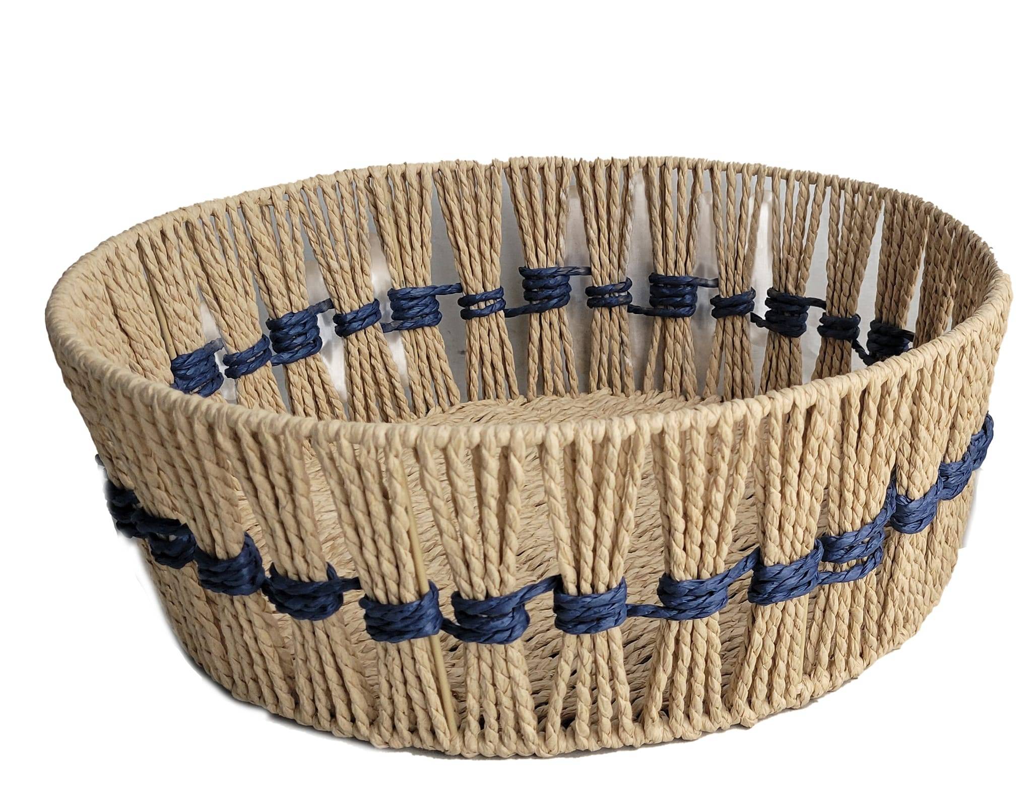 Ecloz - Panier rond tressé bleu grand modèle - ECLOZ