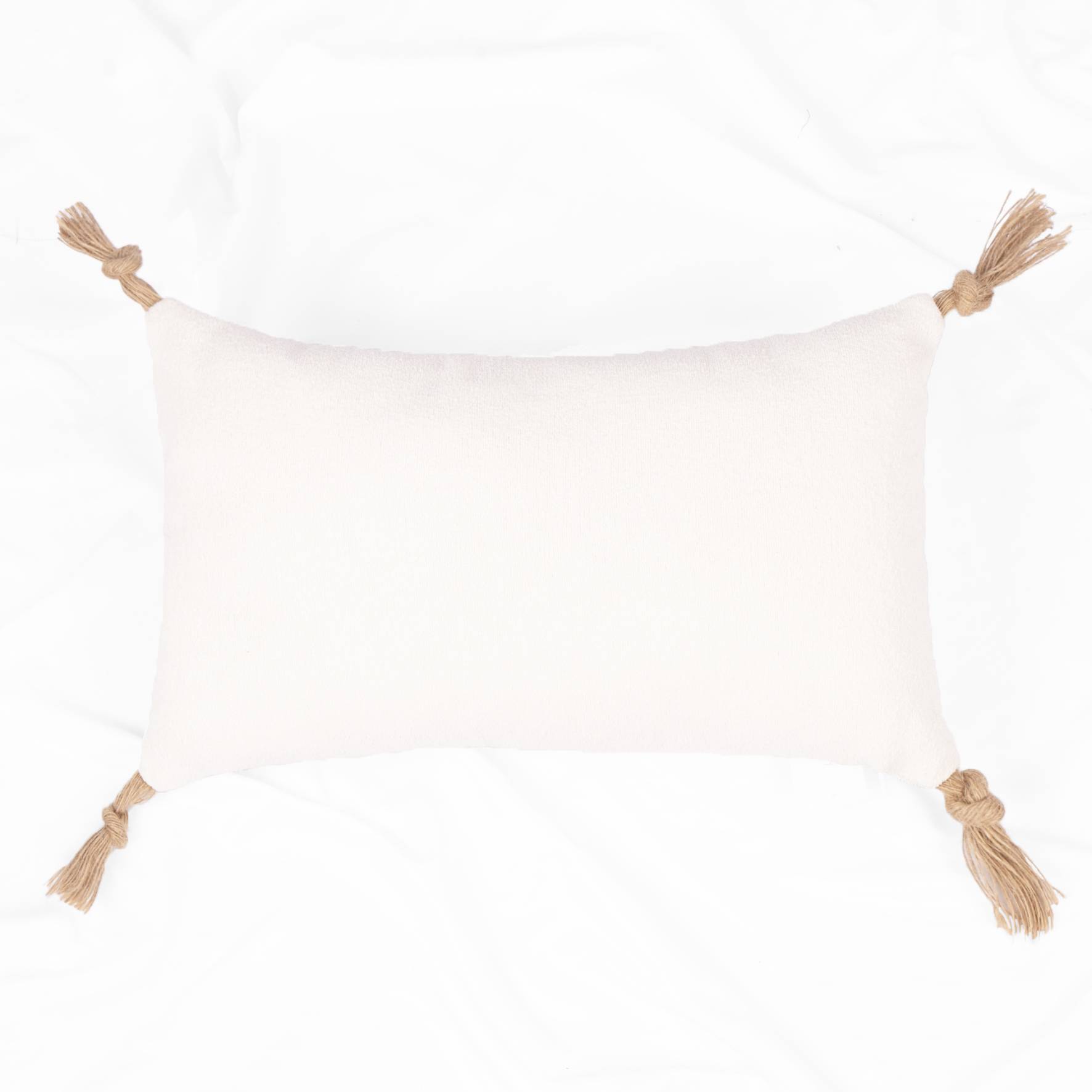 Ecloz - Coussin à pompons blanc en jute - ECLOZ