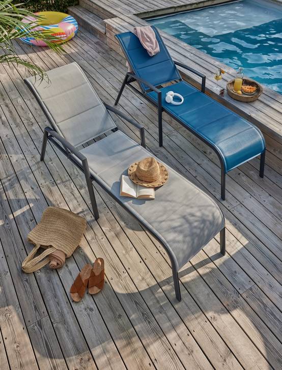 Ecloz - Bain de soleil alu textilène bleu Sommet ECLOZ - Image 2