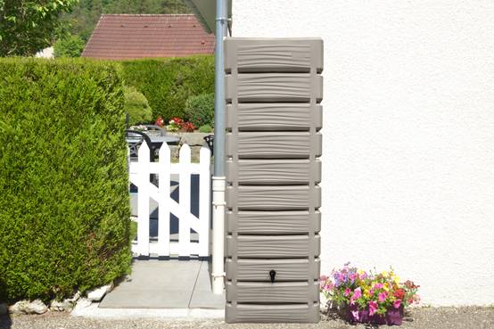 Belli - Récupérateur d'eau de pluie 300L mural robinet, collecteur et couvercle inclus grège DUNE - BELLI - Image 2