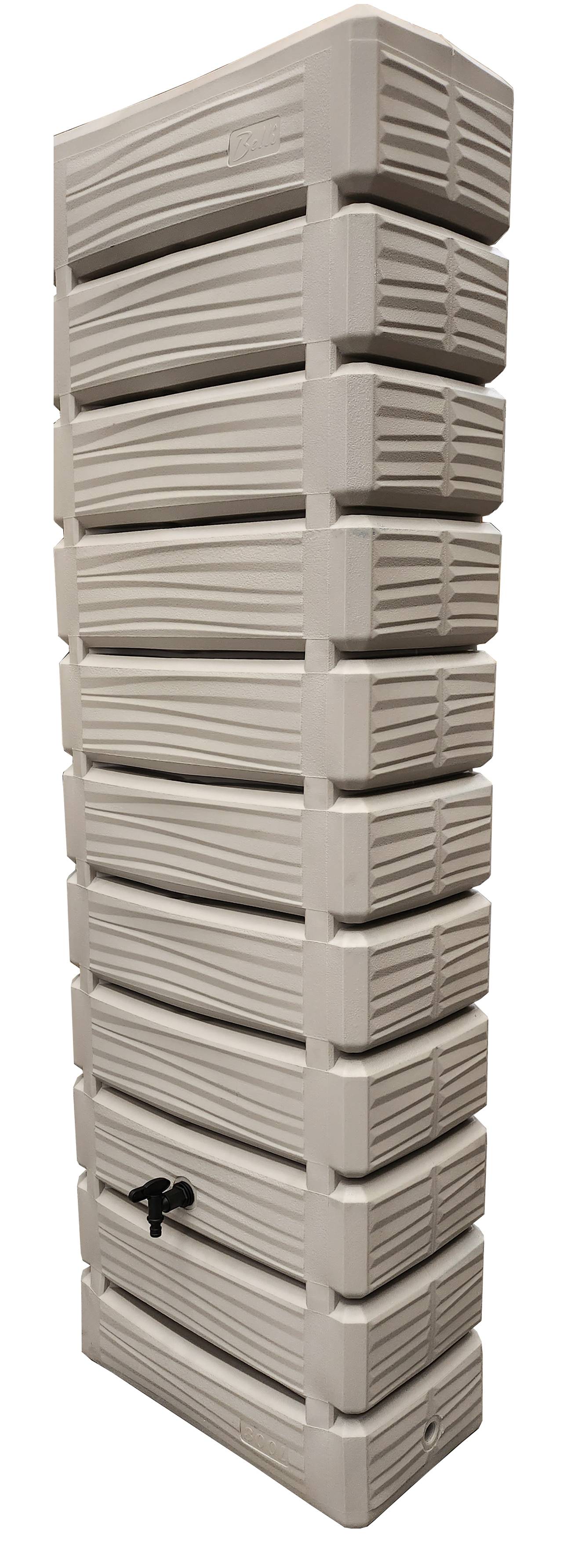 Belli - Récupérateur d'eau de pluie 300L mural robinet, collecteur et couvercle inclus grège DUNE - BELLI