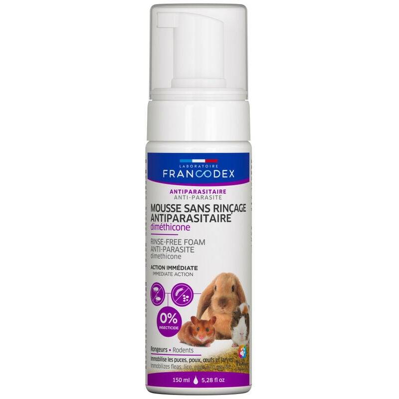 Mousse antiparasitaire rongeur diméthicone multicouleur 150ML - Francodex - Image 2