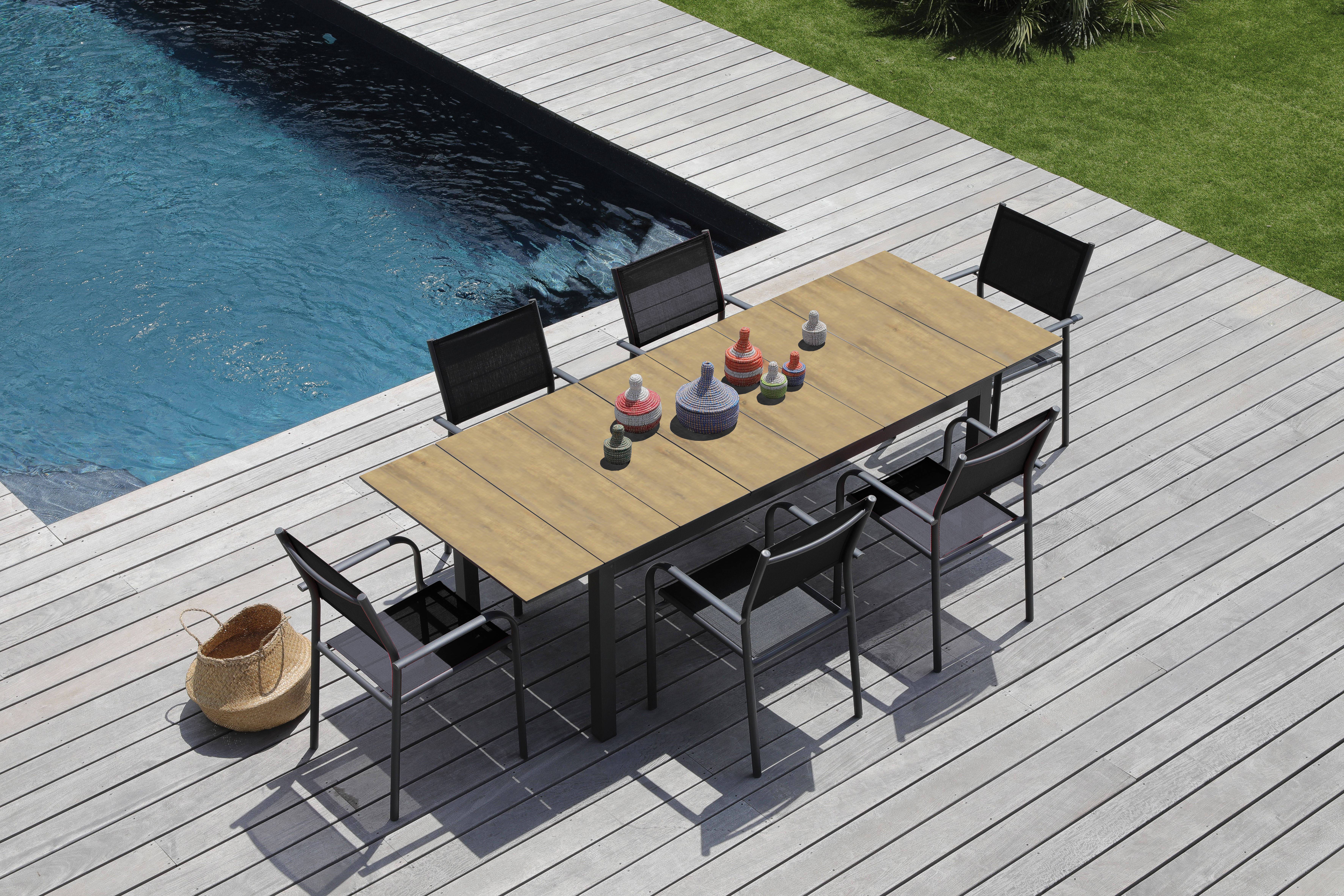 Pro Loisirs - Fauteuil de jardin alu graphite/noir chiné Duca Proloisirs - Image 3
