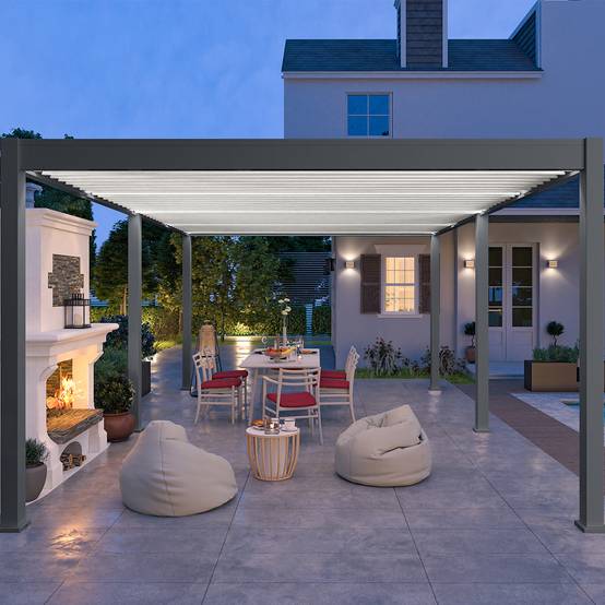 Pergola bioclimatique autoportante 4x6m Ombrea anthracite / blanc - Image 5