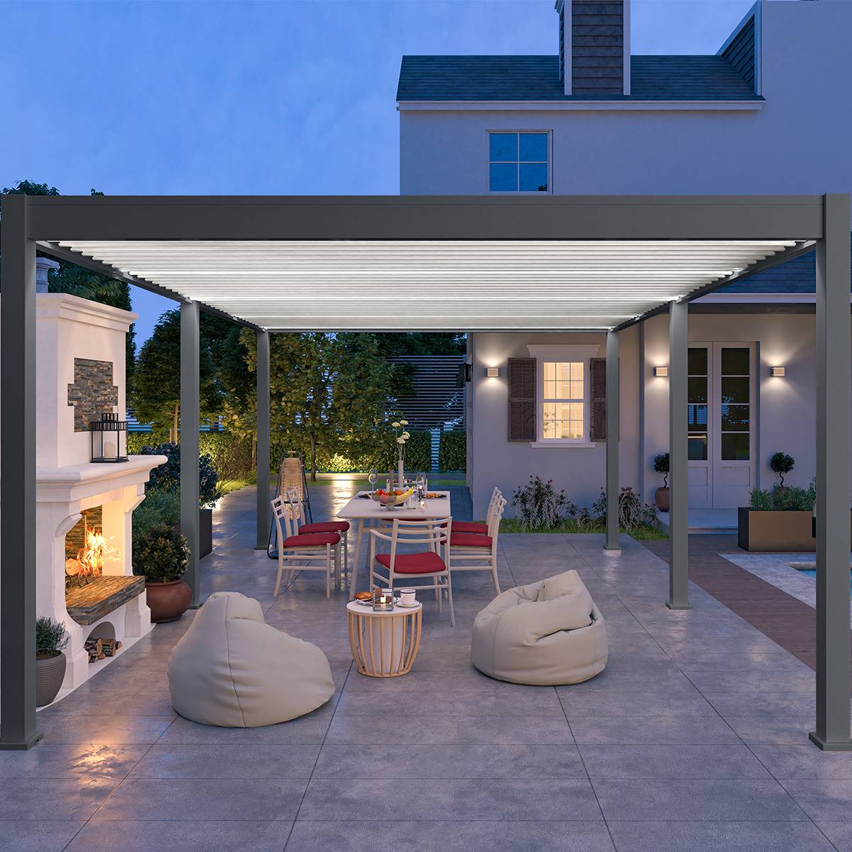 Pergola bioclimatique autoportante 4x6m Ombrea anthracite / blanc - Image 5