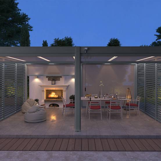 Pergola bioclimatique autoportante 4x6m Ombrea anthracite / blanc - Image 1