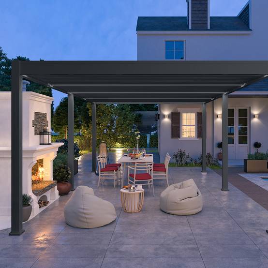 Pergola bioclimatique autoportante 4x6m Ombrea anthracite - Image 1