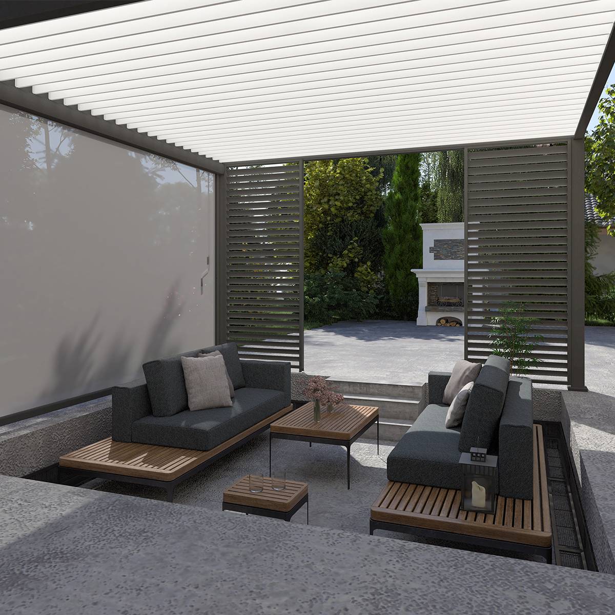 Pergola bioclimatique autoportante 4x4m Ombrea anthracite - Image 2