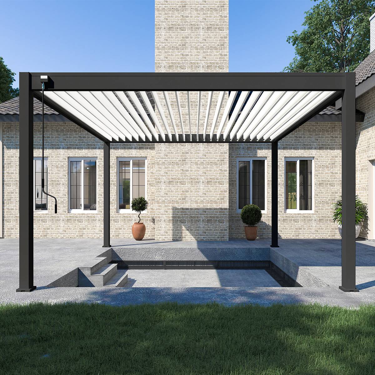 Pergola bioclimatique autoportante 4x4m Ombrea anthracite - Image 4