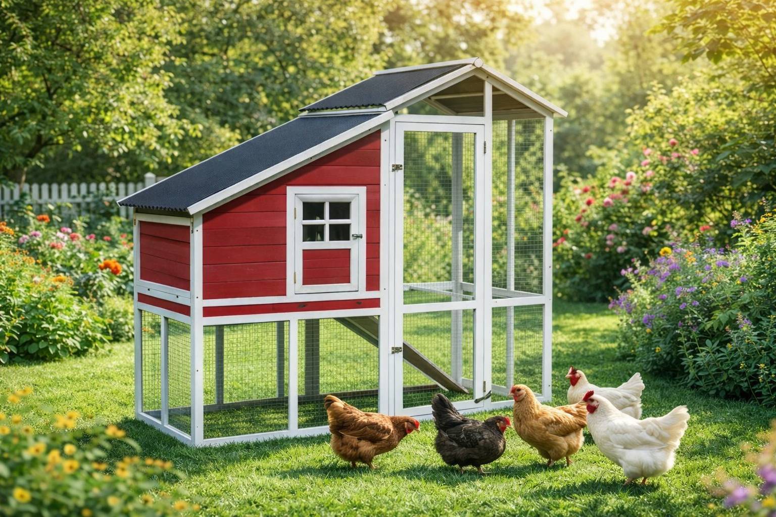NONAME - Poulailler haut en bois Violette avec toit en PVC 4 à 5 poules