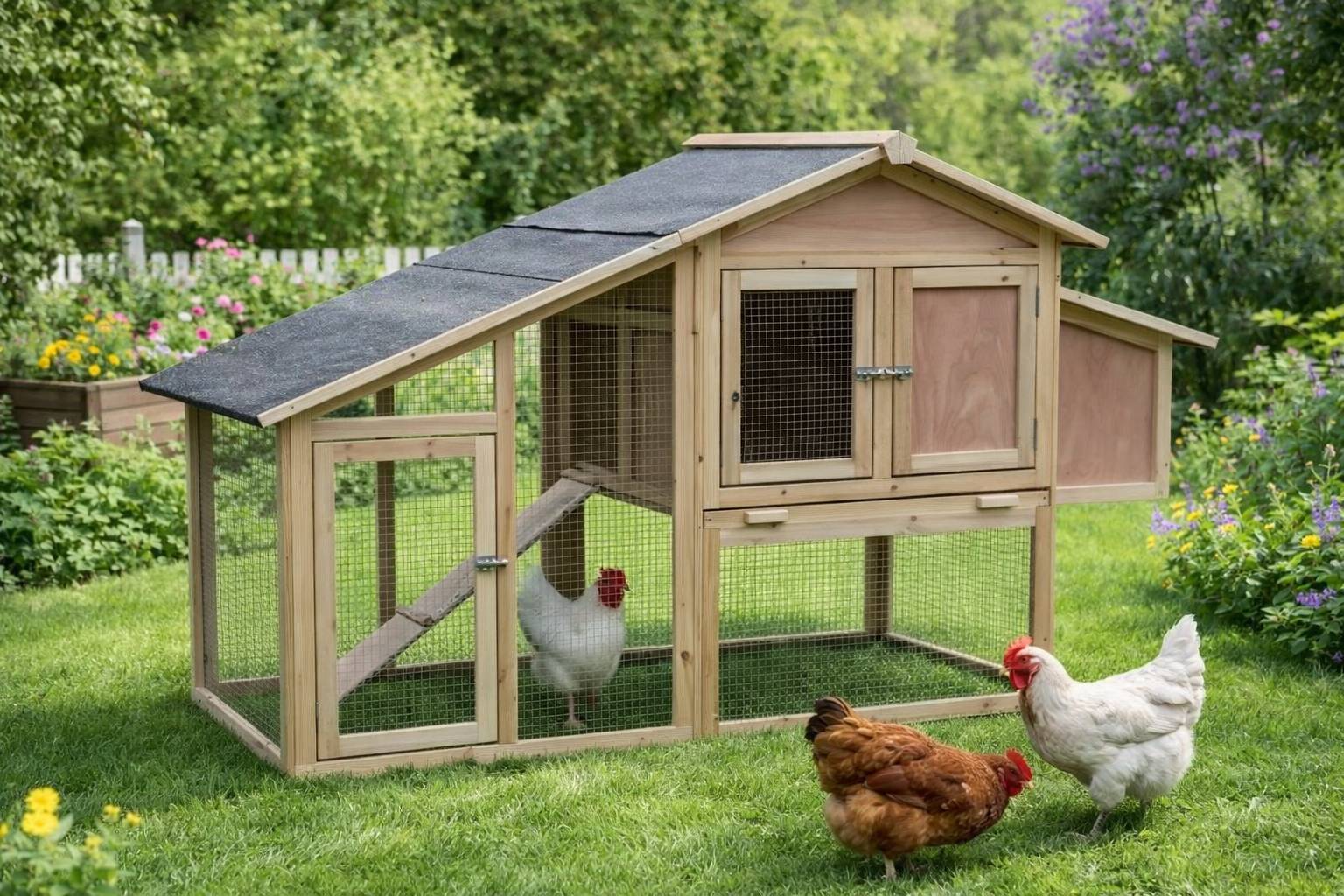 Marque Economique - Poulailler Juste en bois massif 2 à 3 poules
