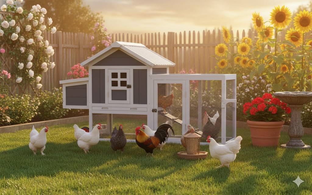 NONAME - Poulailler en plastique gris PVC Odette 2 à 3 poules -  L 182 x P 76.2 x H 116 cm