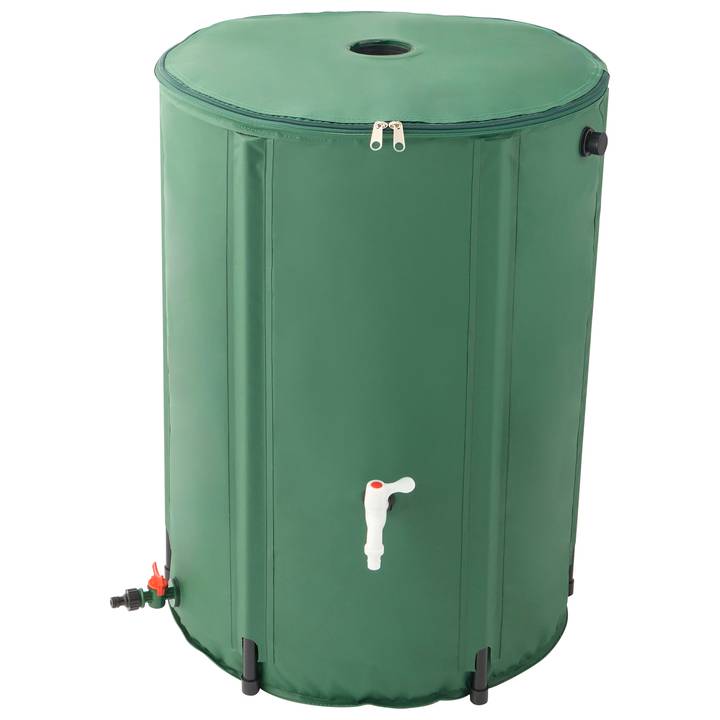 Sans Marque - Récupérateur pliable  d'eau de pluie 225L robinet inclus PVC vert - Image 1