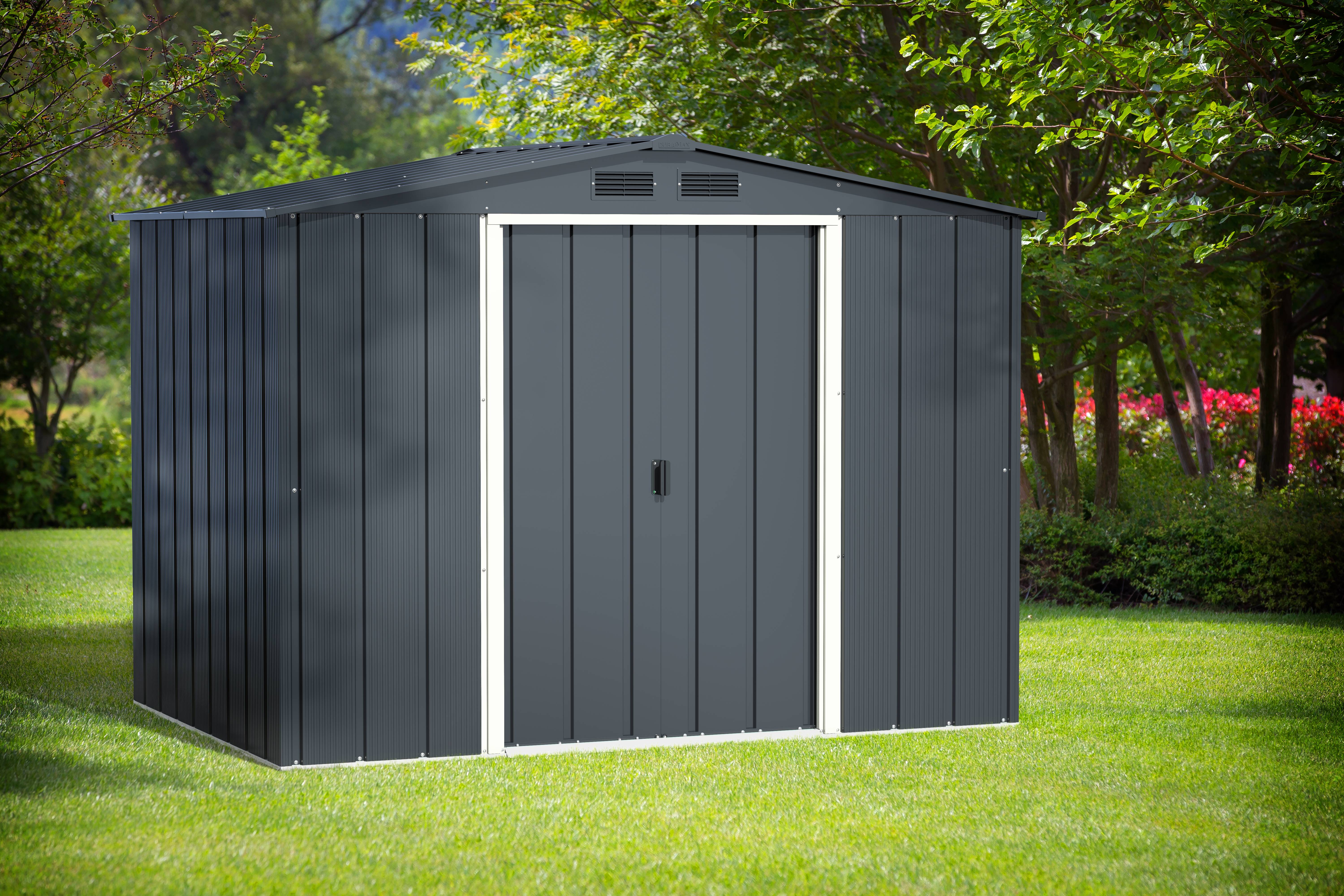 Abri de jardin métal gris 8x6 4,3m² Duramax - Image 1