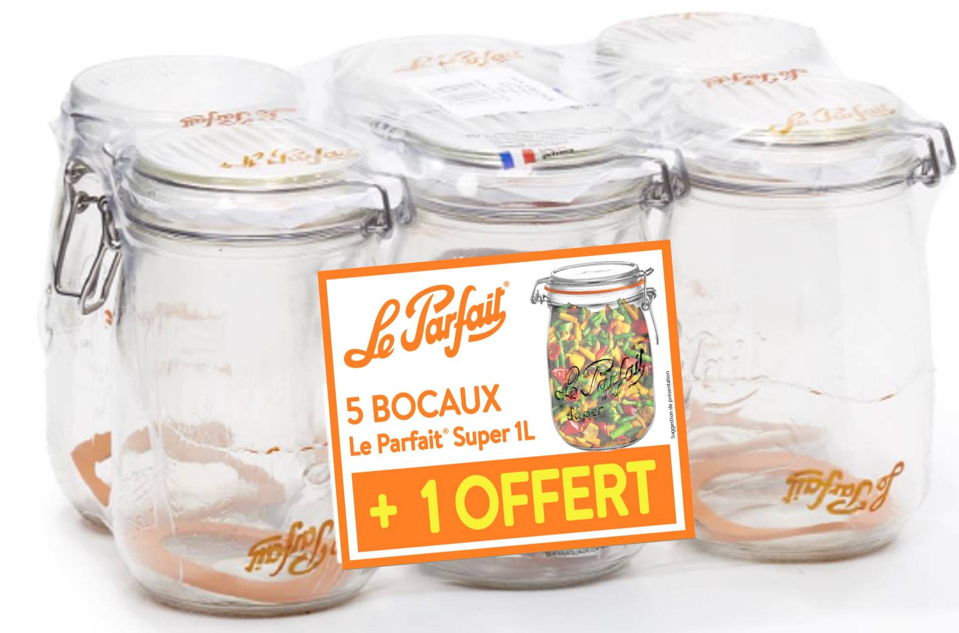 Le Parfait - Bocaux "Super" 1 L x5+1 gratuit - Le Parfait®